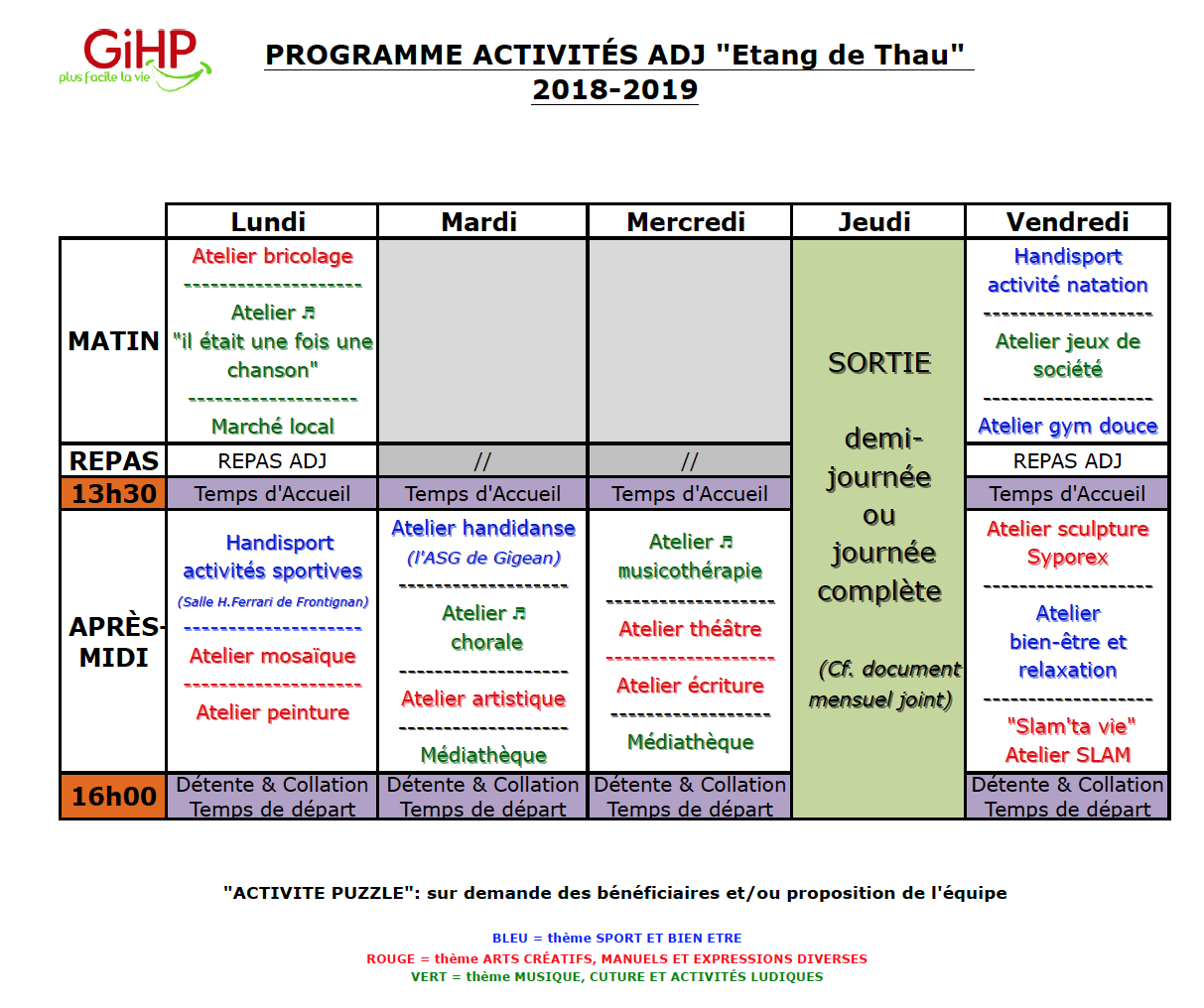 Programme activités ADJ Etant de Thau 2018-2019